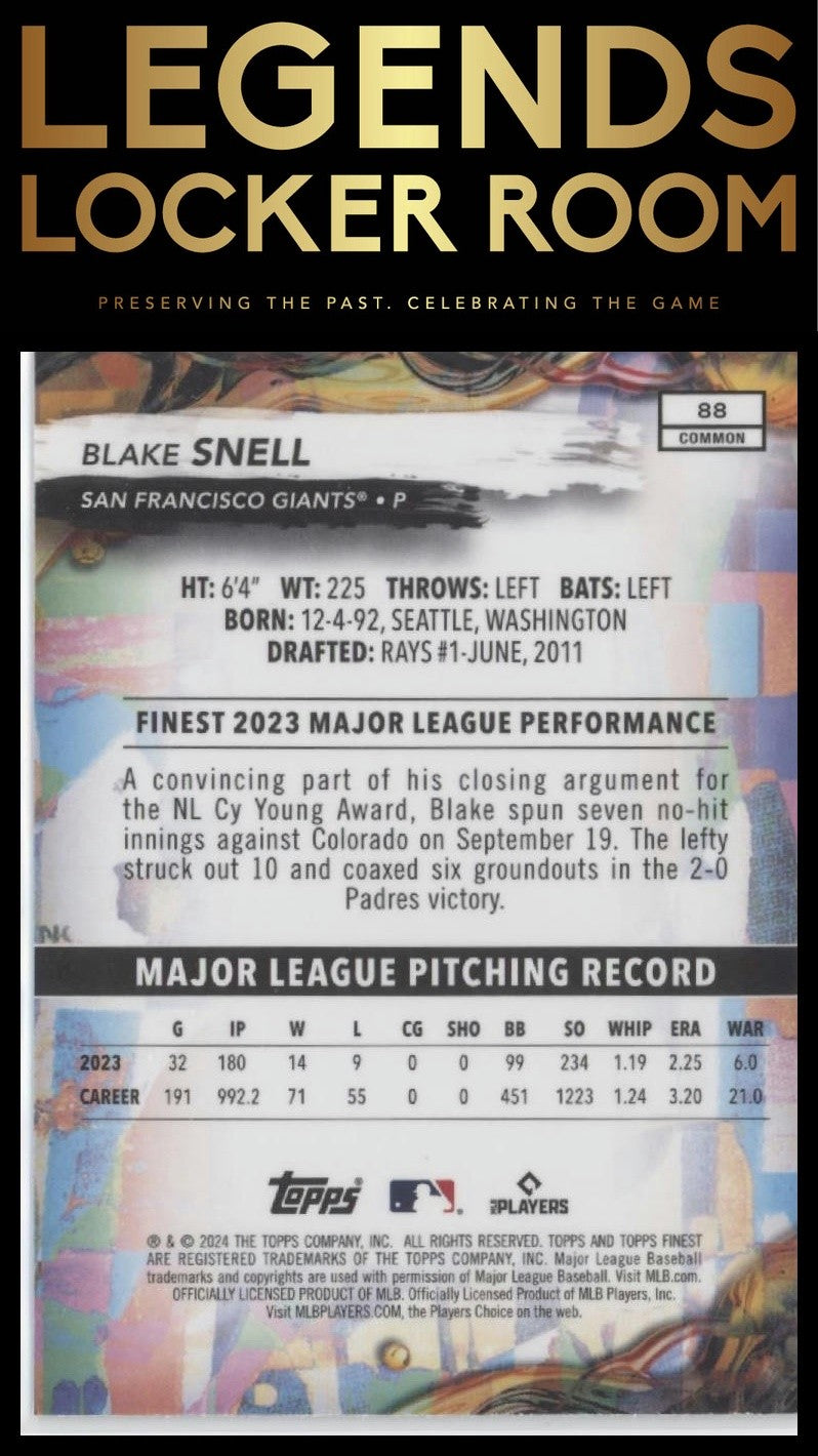 2024 Finest #88 Blake Snell Checkerboard Refractor
