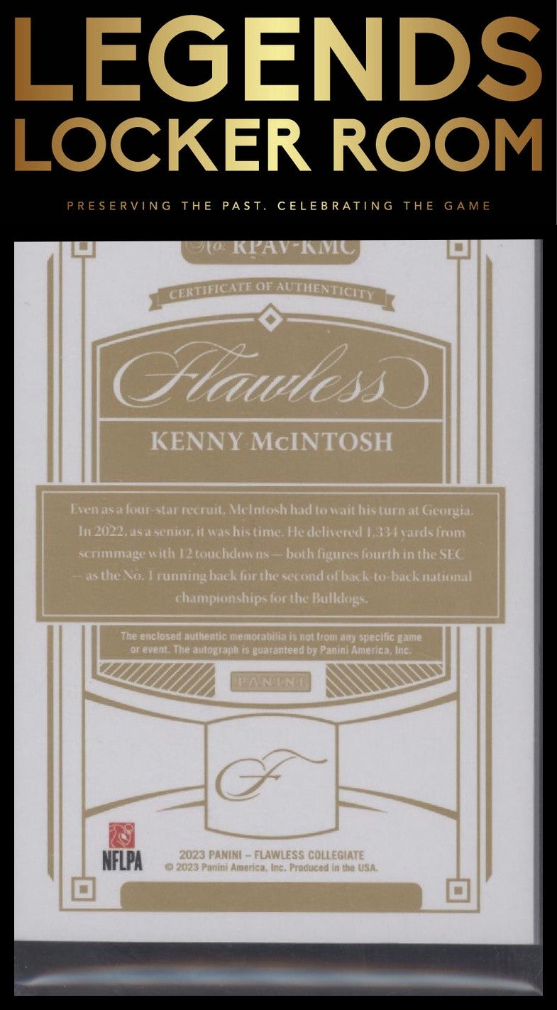 2023 Panini Flawless Collegiate Kenny McIntosh Rookie Patch Auto /25