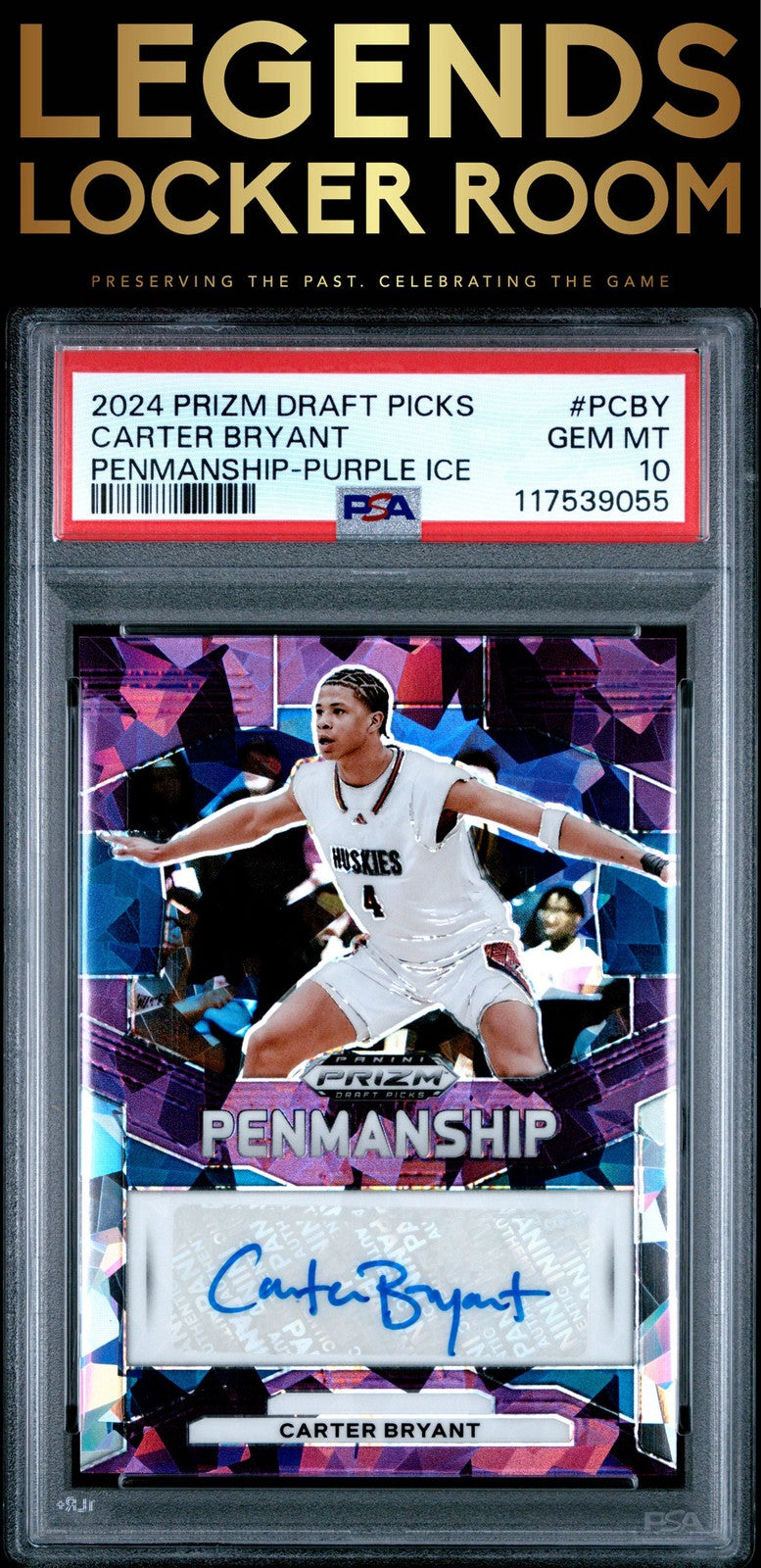 2024 Panini Prizm Draft Picks Penmanship Carter Bryant Purple Ice PSA 10