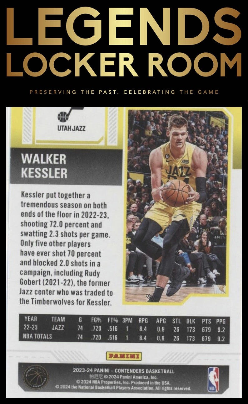 2023-24 Panini Contenders #99 Walker Kessler Season Ticket Retail