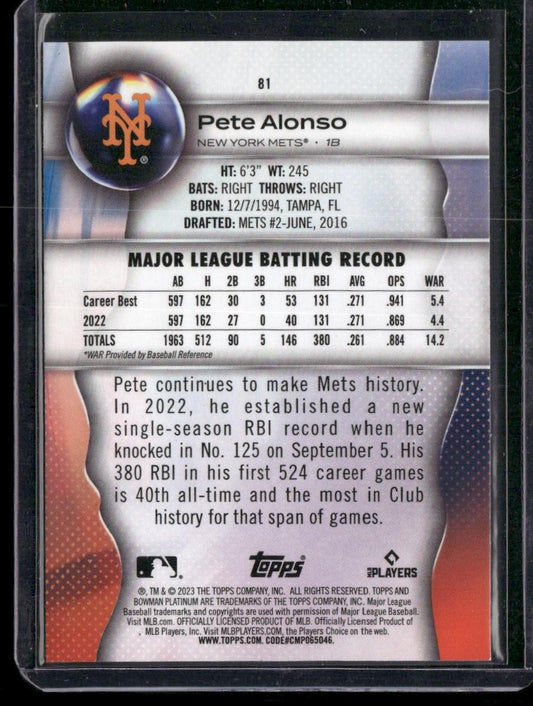 2023 Bowman Platinum #81 Pete Alonso