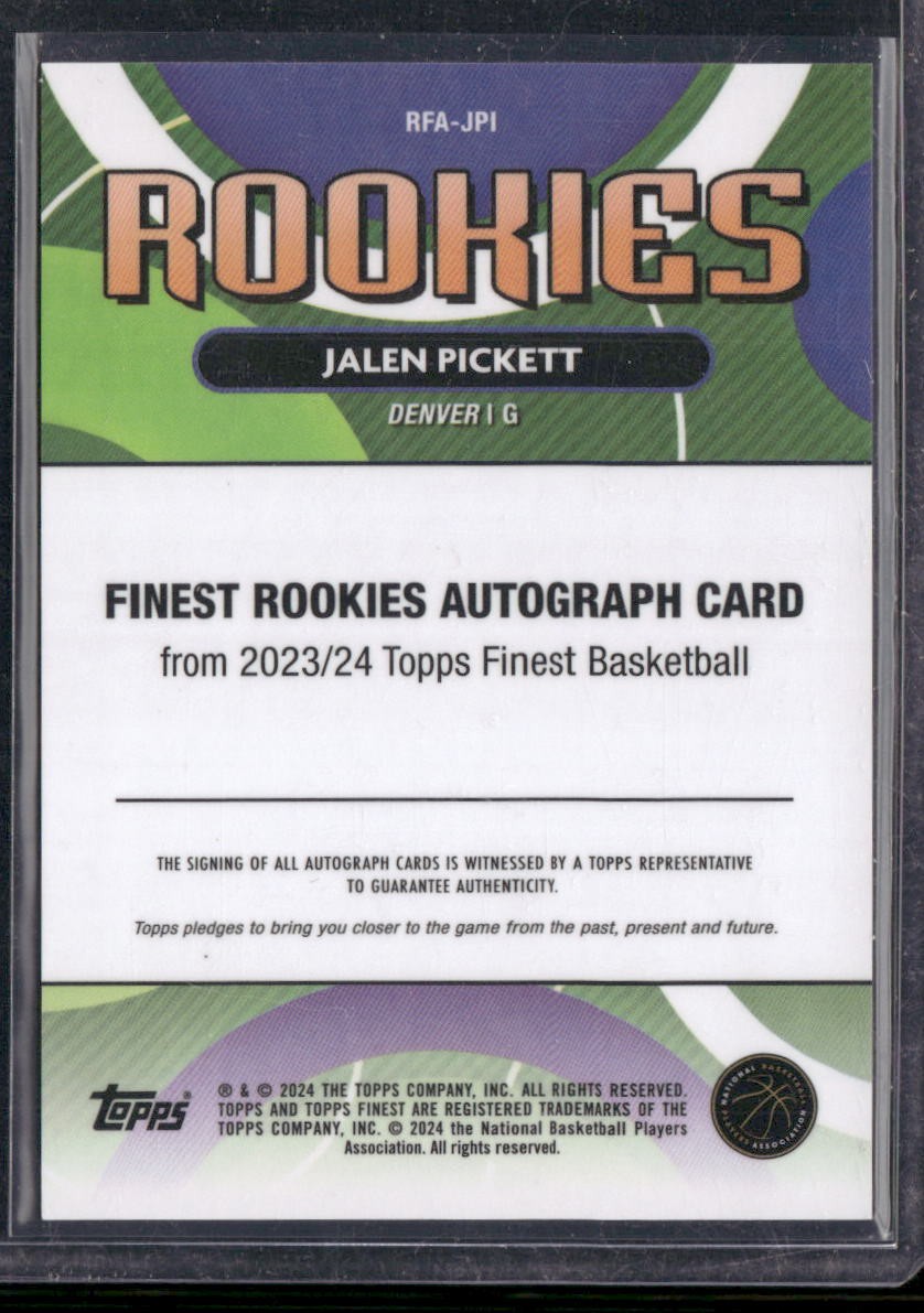 2023-24 Finest Jalen Pickett Rookie Finest Auto Black Refractors /25