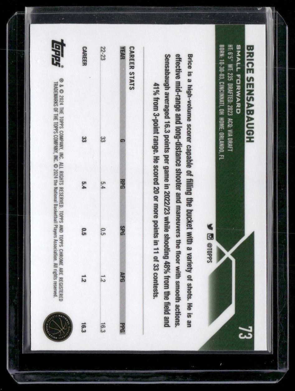 2023-24 Topps Chrome #73 Brice Sensabaugh