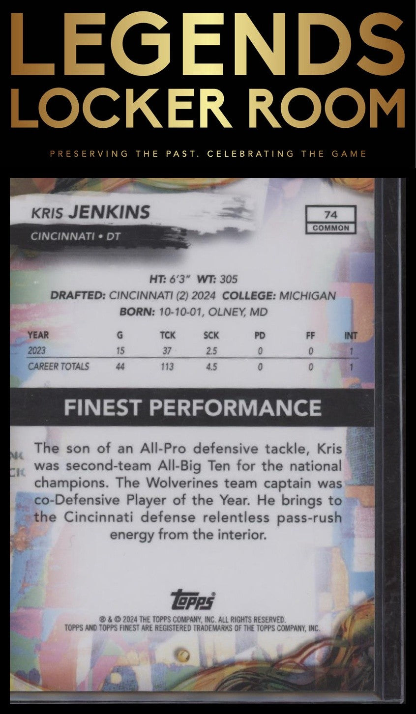 2024 Finest #74 Kris Jenkins Gold Geometric Refractor #/50