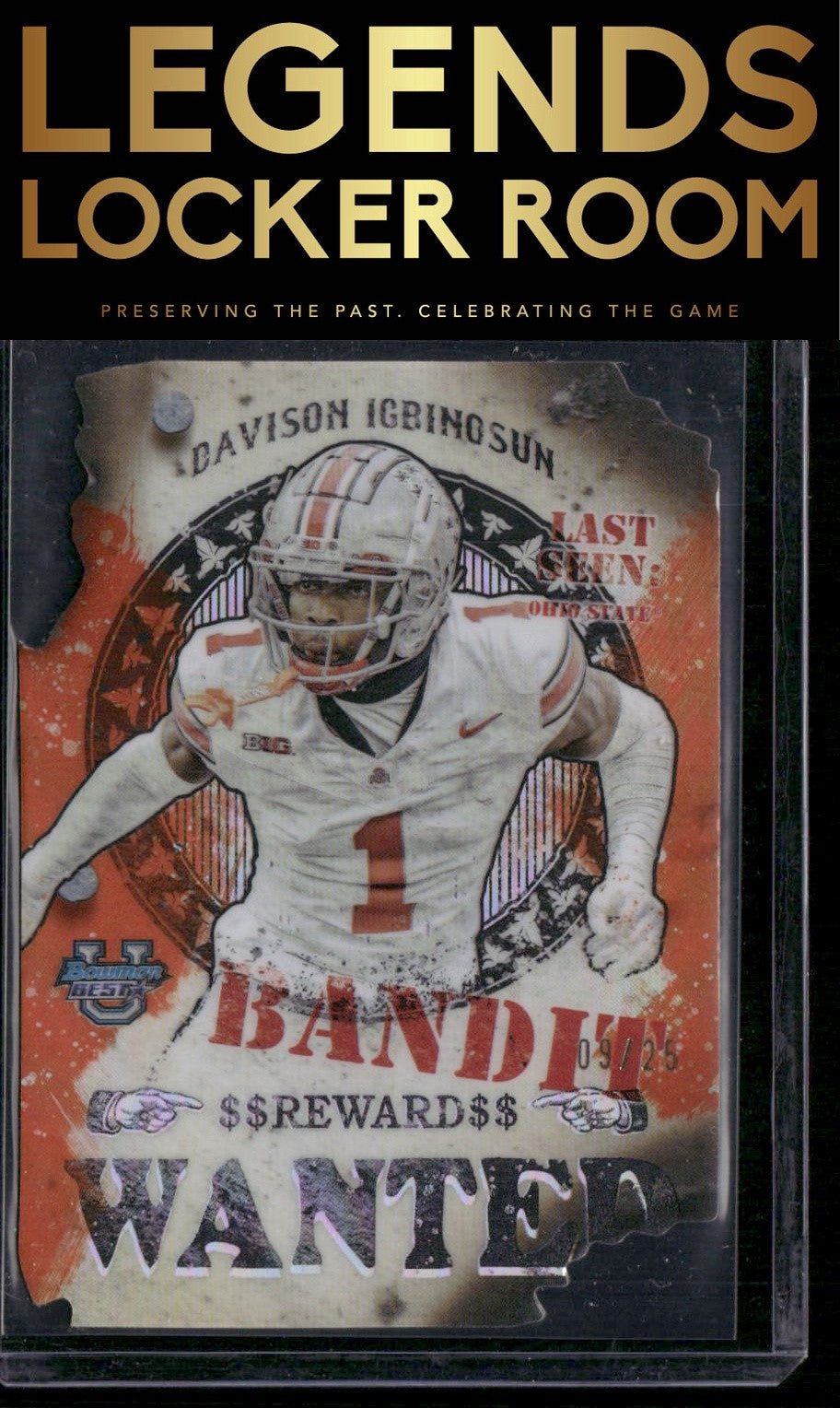 2024 Bowman University Best Davison Igbinosun Gunslingers Die Cut Orange /25