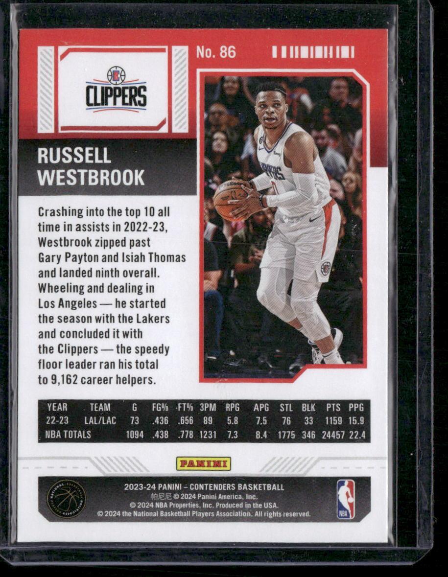 2023-24 Panini Contenders #86 Russell Westbrook Season Ticket Retail