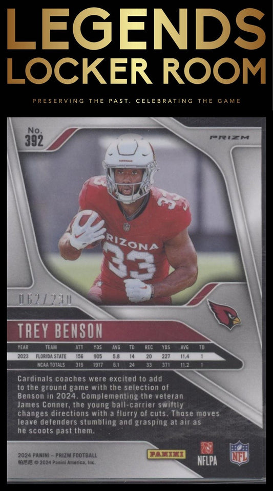 2024 Panini Prizm #392 Trey Benson Blue Wave #/230