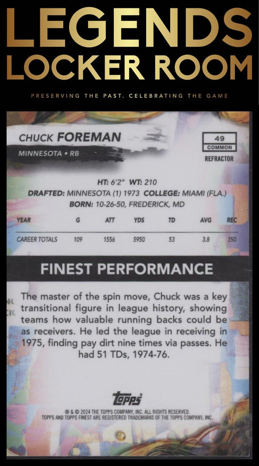 2024 Finest #49 Chuck Foreman Refractor