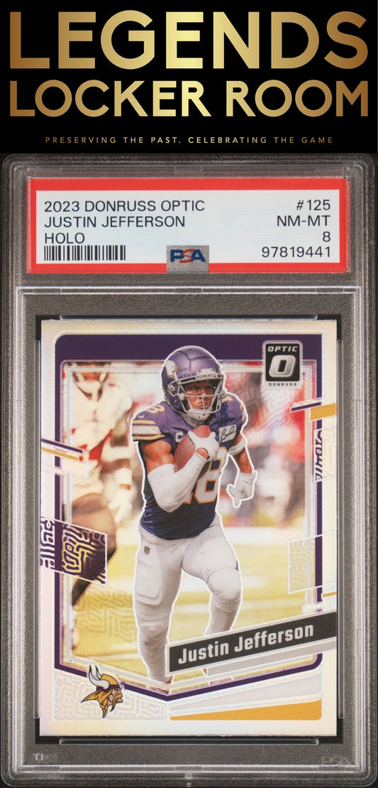 2023 Panini Donruss Optic #125 Justin Jefferson Holo PSA 8