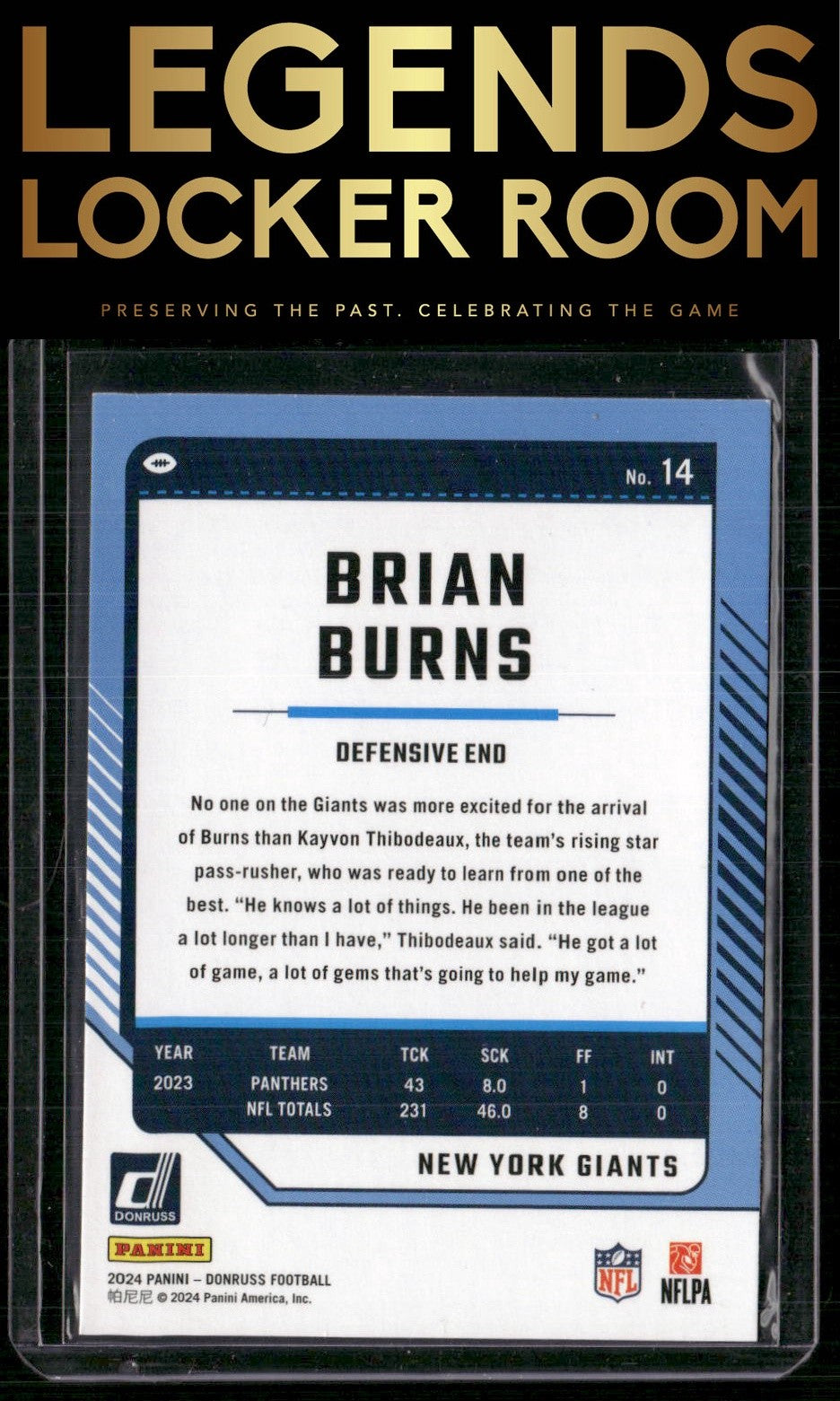 2024 Donruss #14 Brian Burns Press Proof Red