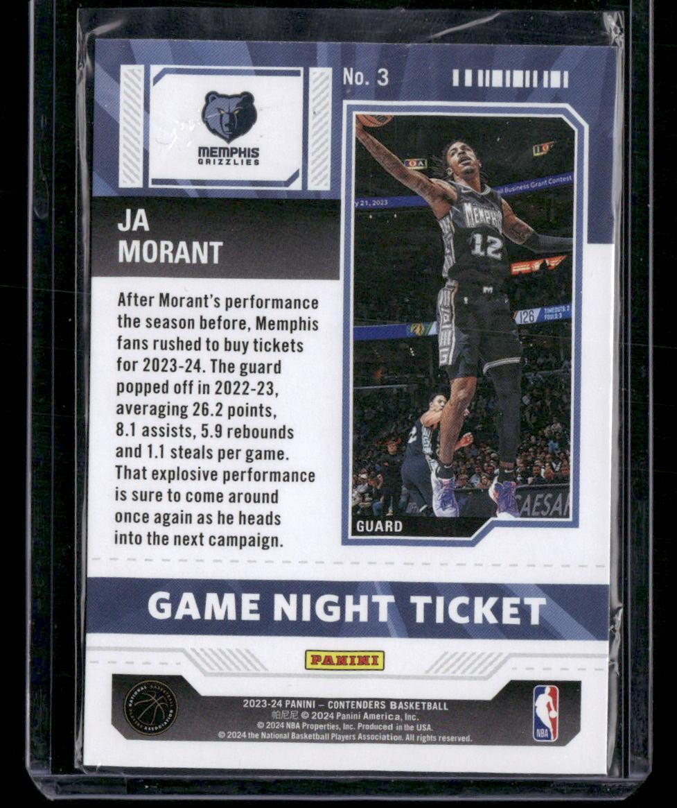 2023-24 Panini Contenders #3 Ja Morant Game Night Ticket