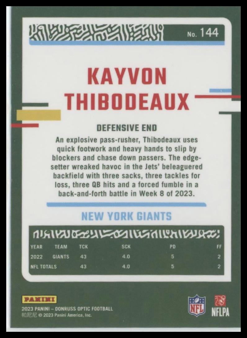 2023 Donruss Optic #144 Kayvon Thibodeaux