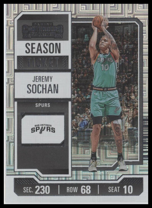 2023-24 Panini Contenders #70 Jeremy Sochan Season Ticket Premium Edition