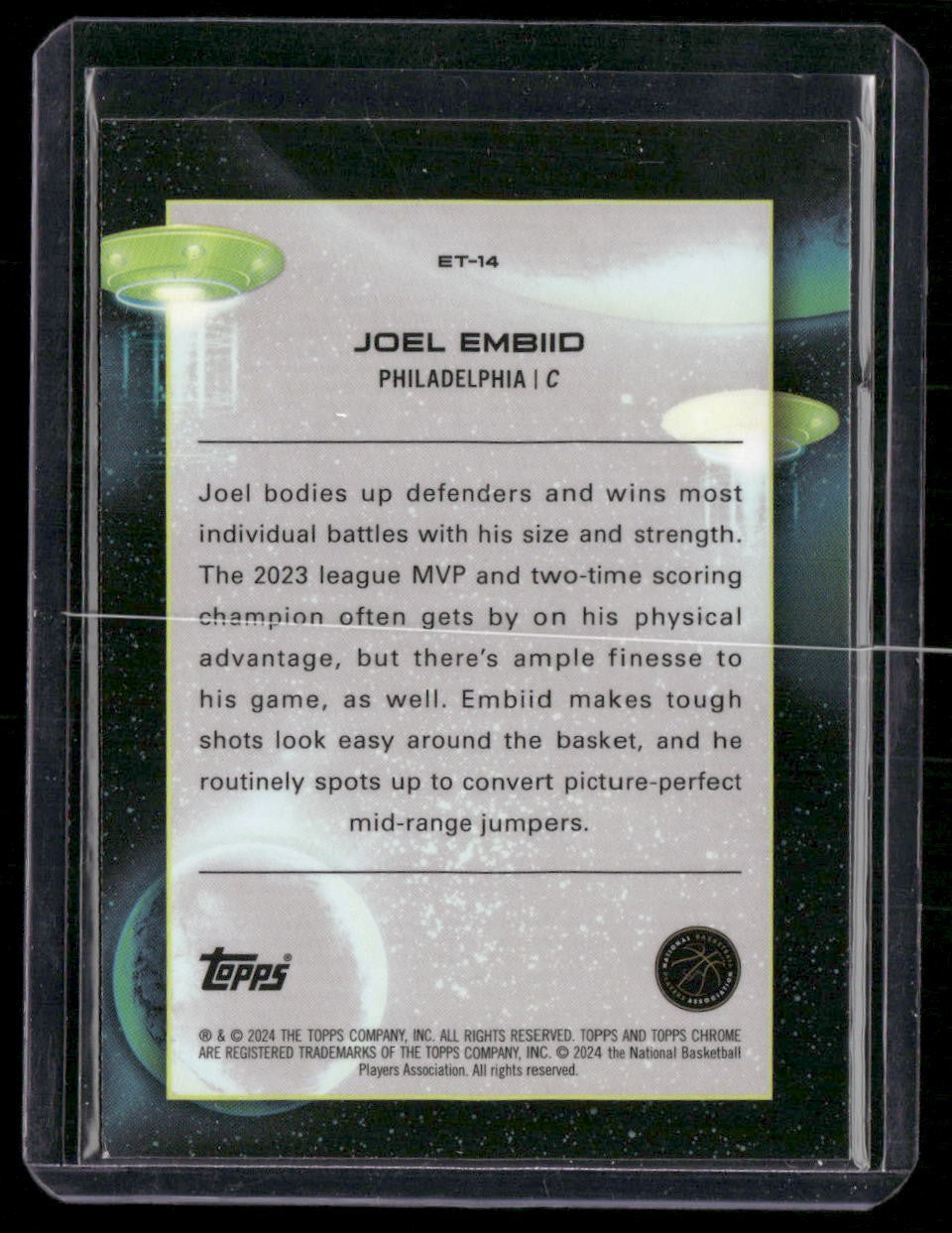 2023-24 Topps Chrome Cosmic #ET-14 Joel Embiid Extraterrestrial Talent
