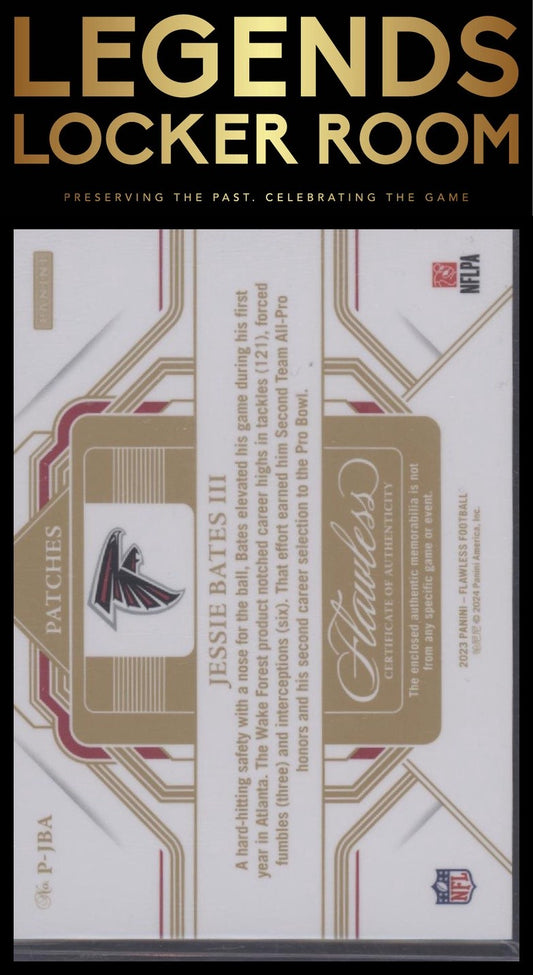2023 Panini Flawless #P-JBA Jessie Bates III Patches Ruby #/15