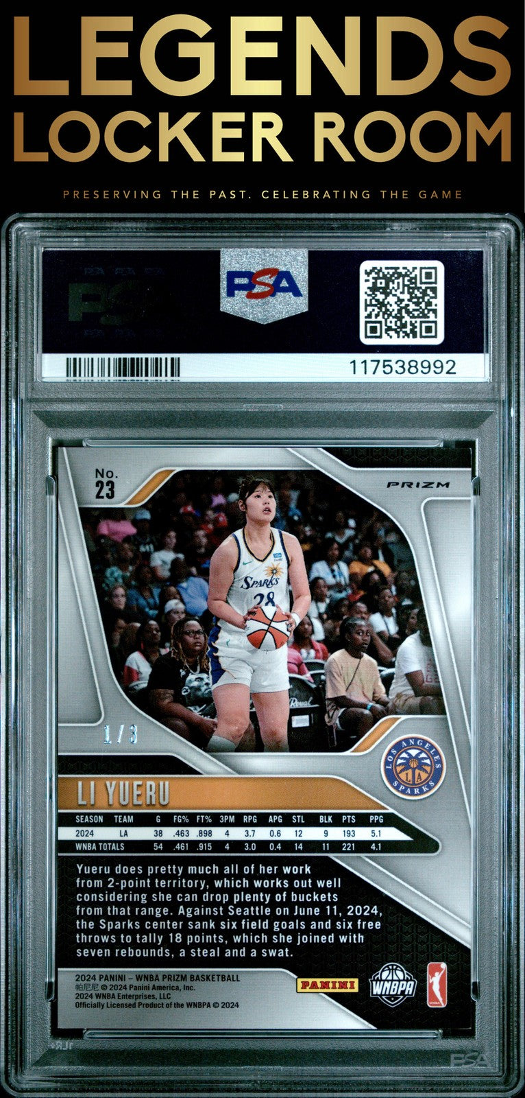 2024 Panini Prizm Wnba #23 Li Yueru Mosaic 1/3 PSA 9