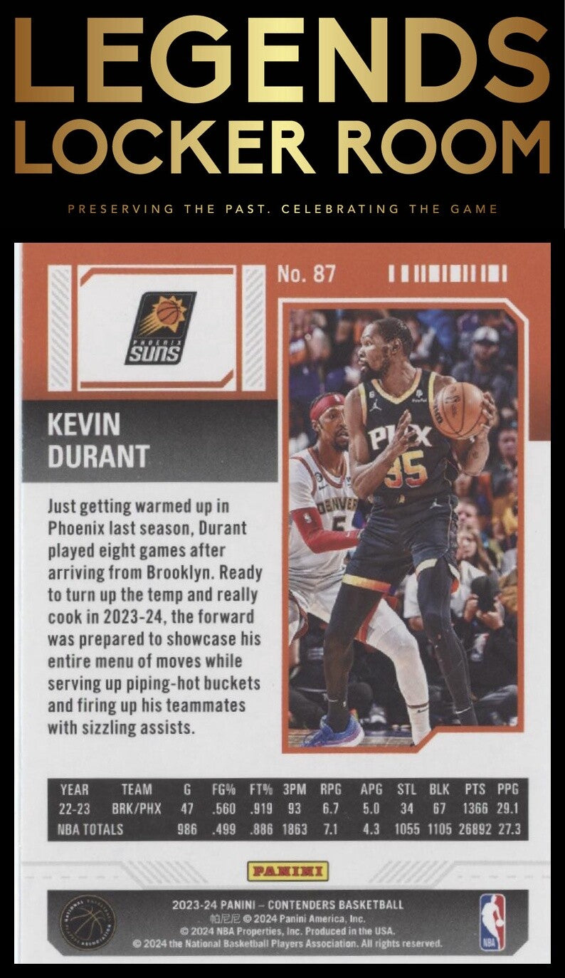 2023-24 Panini Contenders #87 Kevin Durant Season Ticket Retail