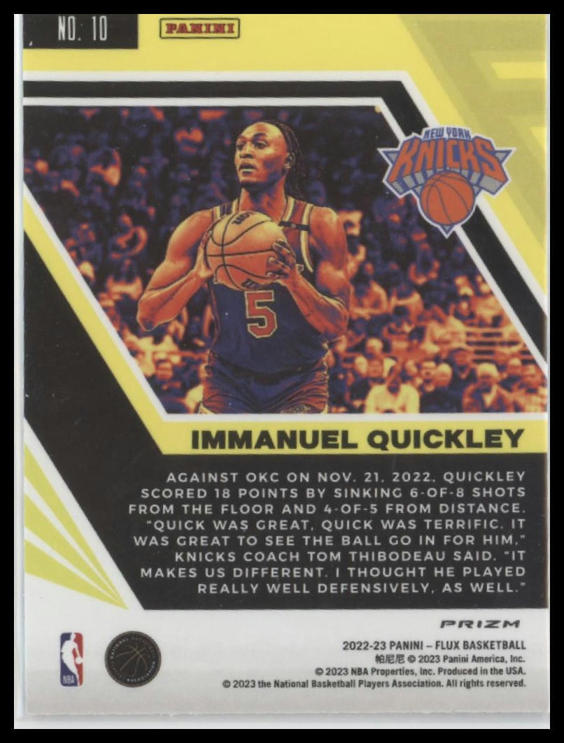 2022-23 Panini Flux #10 Immanuel Quickley Red Cracked Ice