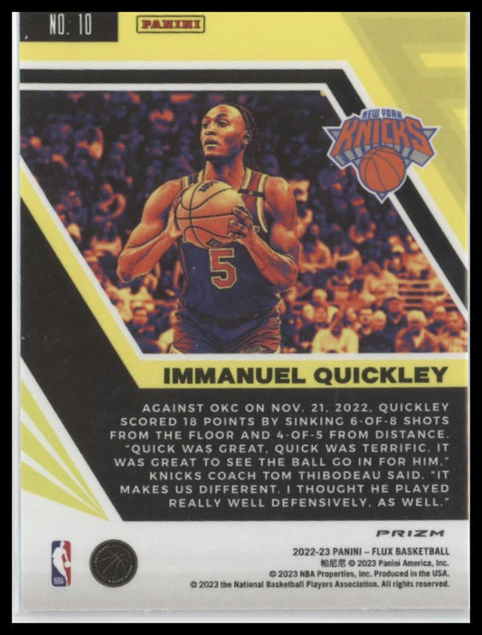 2022-23 Panini Flux #10 Immanuel Quickley Red Cracked Ice