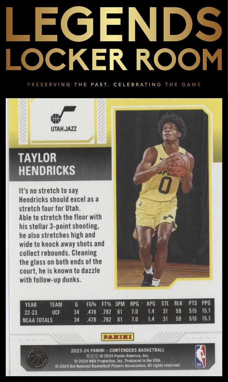 2023-24 Panini Contenders #43 Taylor Hendricks Season Ticket Retail