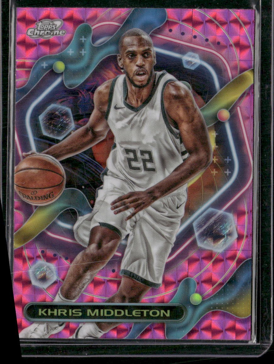 2023-24 Topps Chrome Cosmic #72 Khris Middleton Pink Galaxy Refractors