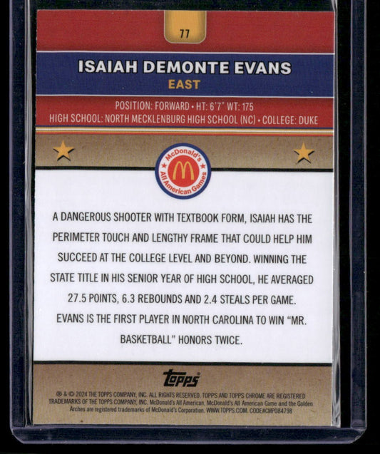 2024 Topps Chrome McDonald's All-American Demonte Evans McFlurry Refractor