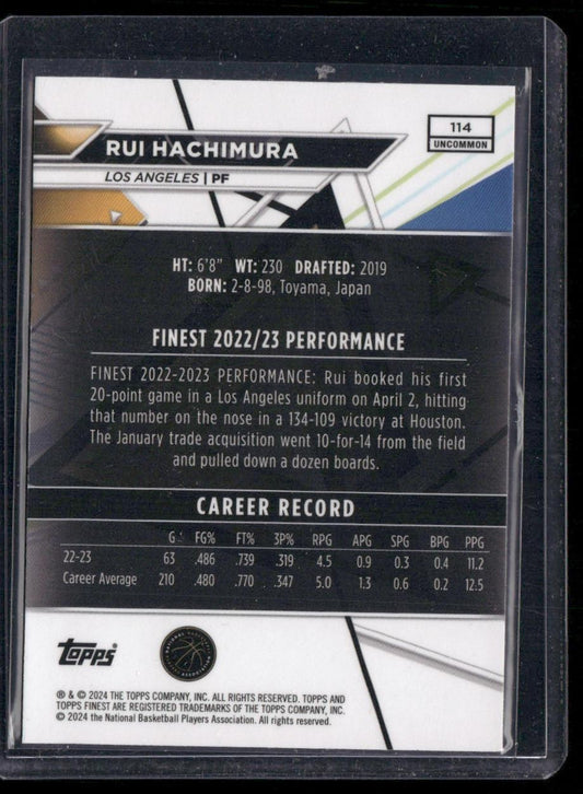 2023-24 Finest #114 Rui Hachimura Purple Checkerboard Refractors #/99