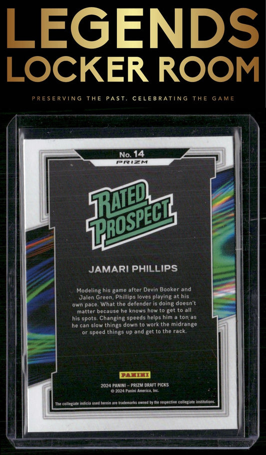 2024 Panini Prizm Draft Picks #14 Jamari Phillips Rated Prospect Prizms Red Wave