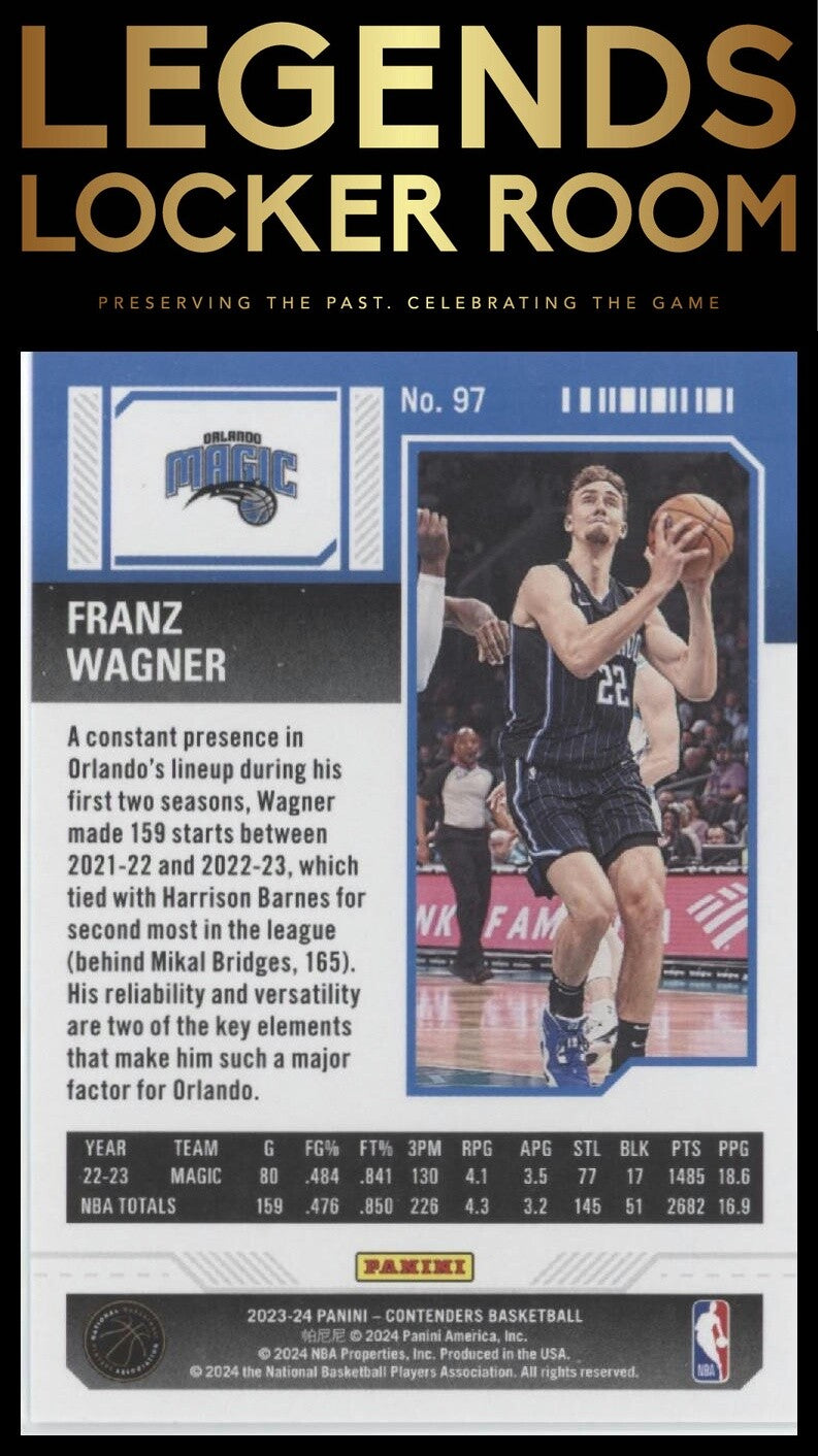 2023-24 Panini Contenders #97 Franz Wagner Season Ticket Retail