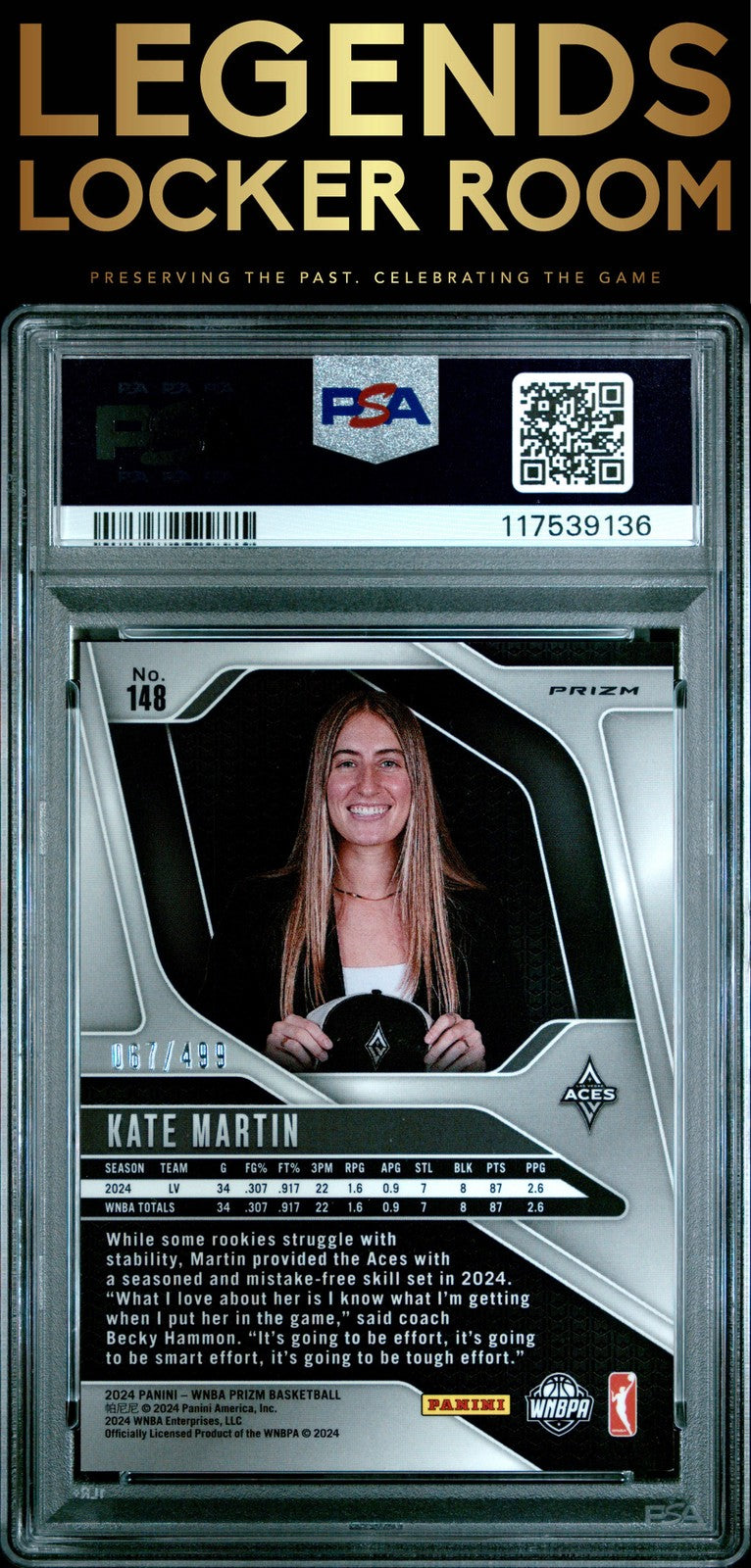 2024 Panini Prizm Wnba #148 Kate Martin Pulsar PSA 9