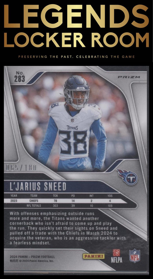 2024 Panini Prizm #283 L'Jarius Sneed Hyper #/180