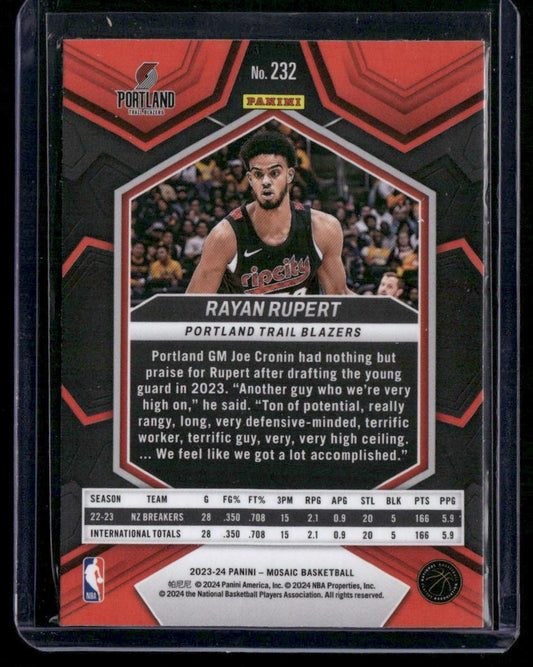 2023-24 Panini Mosaic #232 Rayan Rupert