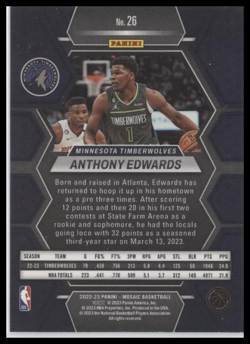 2022-23 Panini Mosaic #26 Anthony Edwards