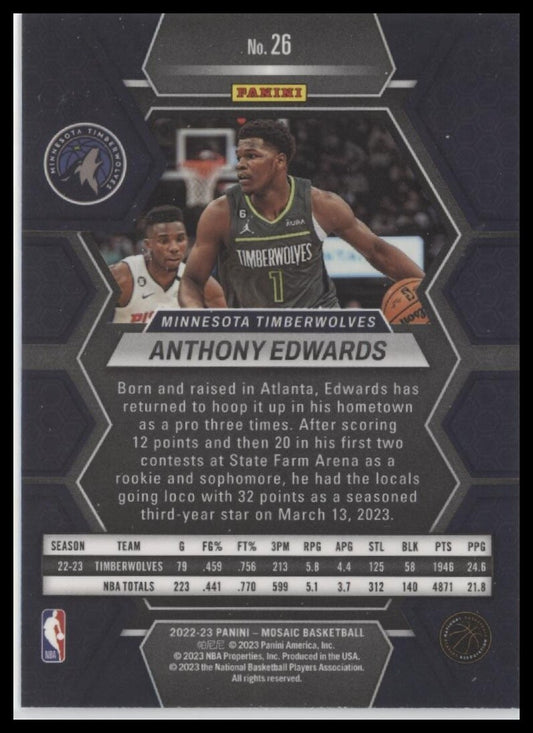 2022-23 Panini Mosaic #26 Anthony Edwards