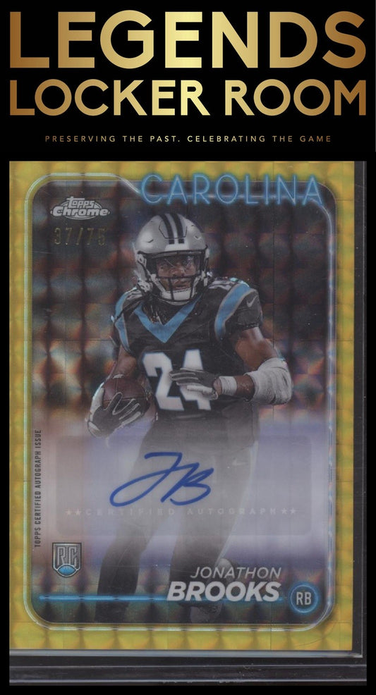 2024 Topps Chrome Jonathon Brooks Rookie Auto Yellow Geometric Refractor /75
