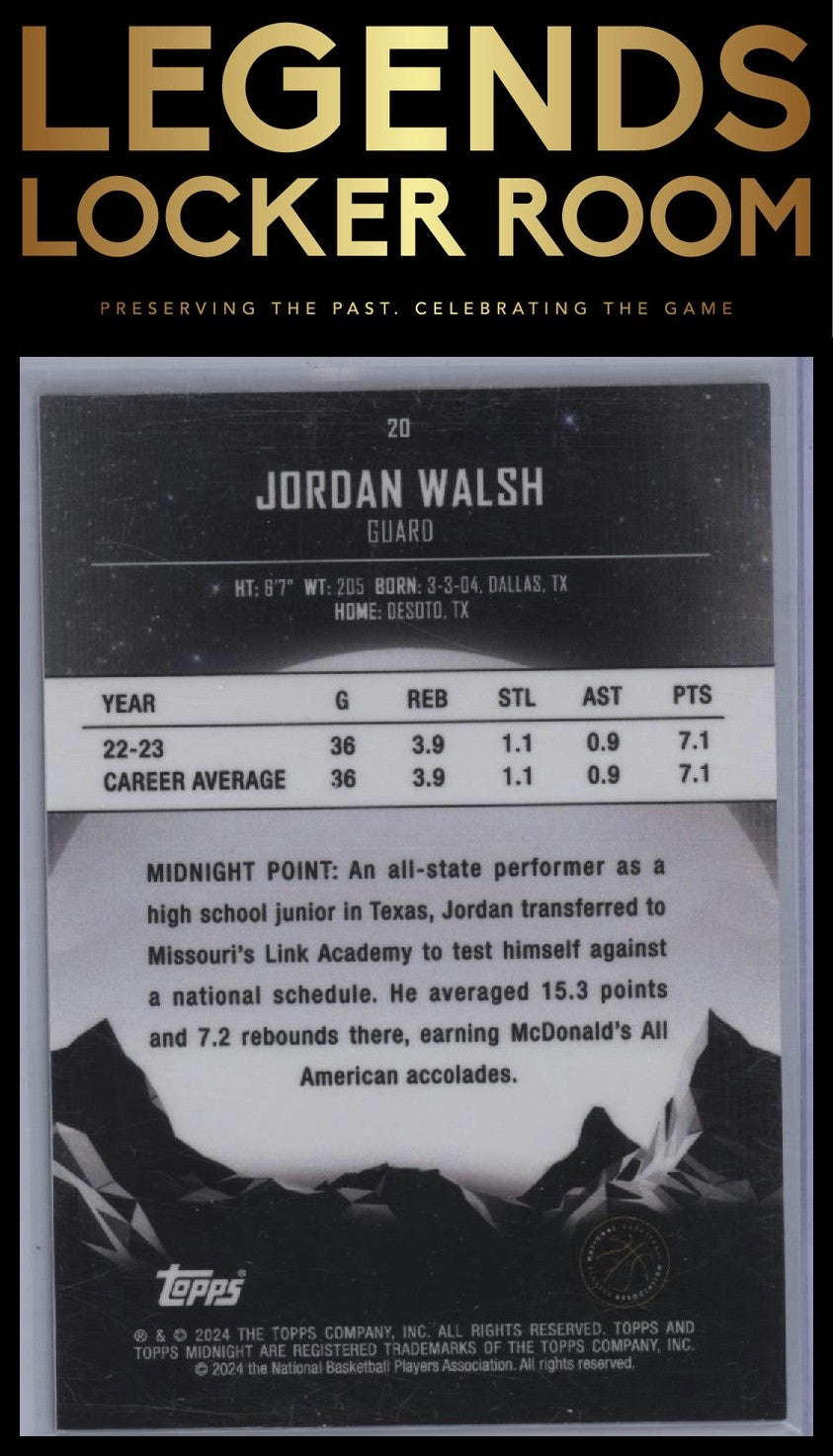 2023-24 Topps Midnight #20 Jordan Walsh Morning #/149