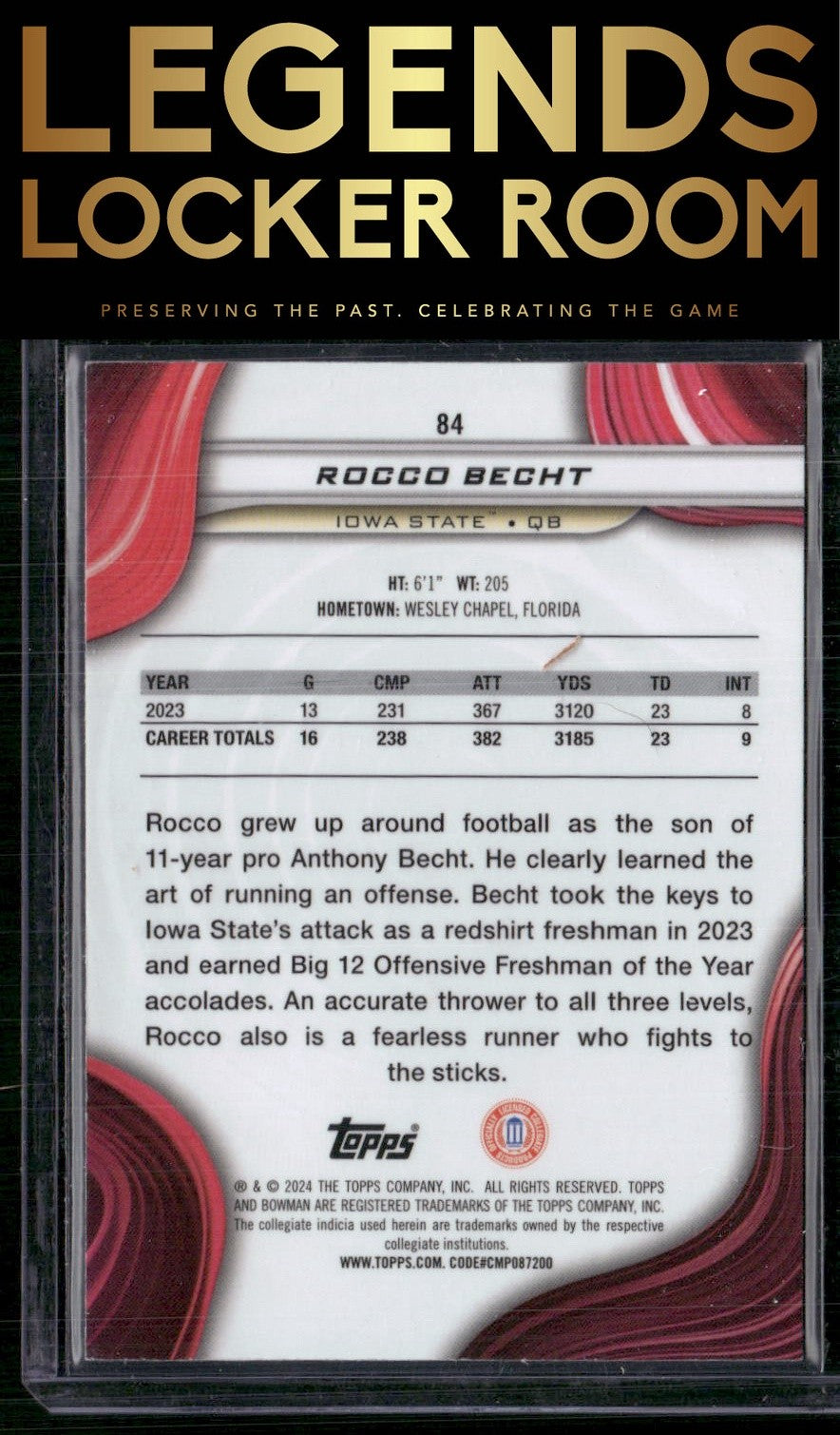 2024 Bowman University Best #84 Rocco Becht Aqua Refractor #/225