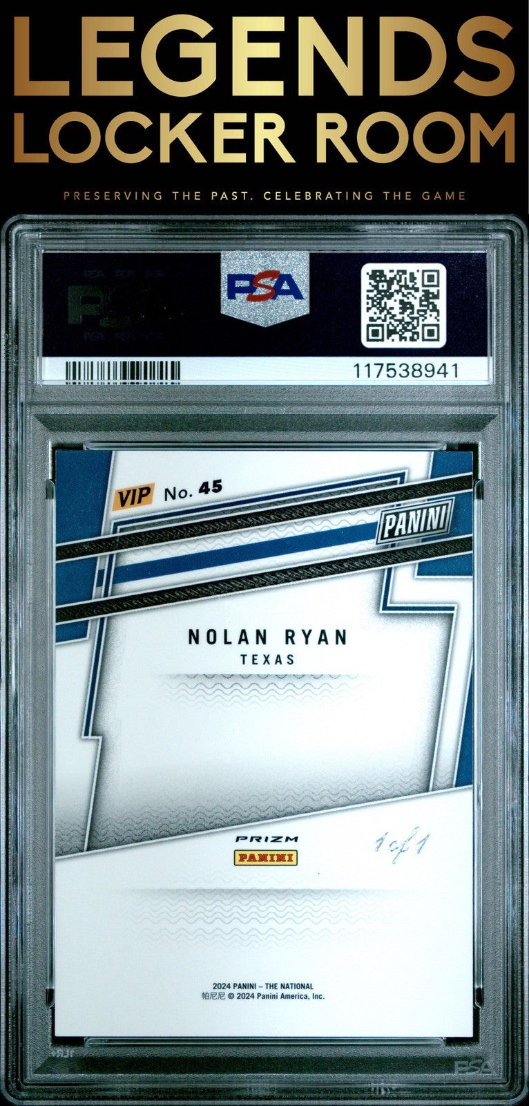 2024 Panini National Sports Convention #45 Nolan Ryan Black 1/1 PSA 9