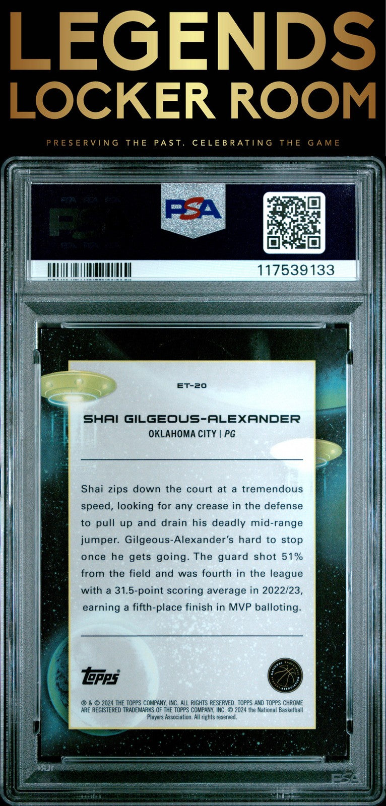2023 Topps Cosmic Extraterrestrial Talent S. Gilgeous-Alexander Blue Moon PSA 9