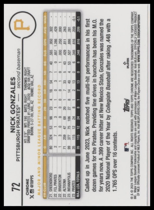 2024 Topps Chrome #72 Nick Gonzales