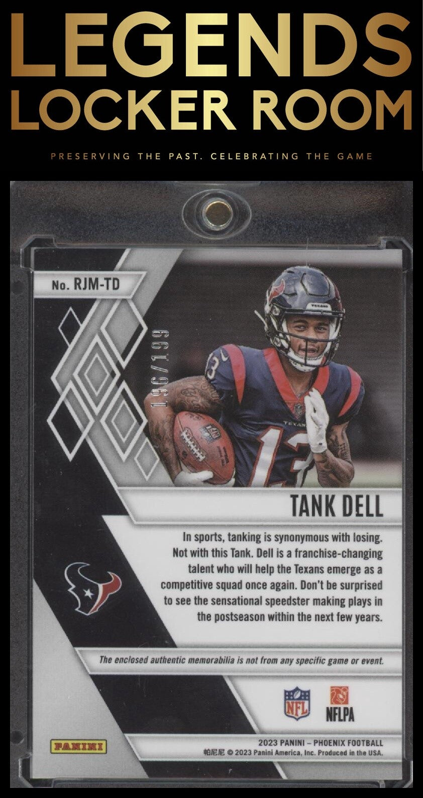 2023 Panini Phoenix #RJM-TD Tank Dell Rookie Jumbo Memorabilia #/199