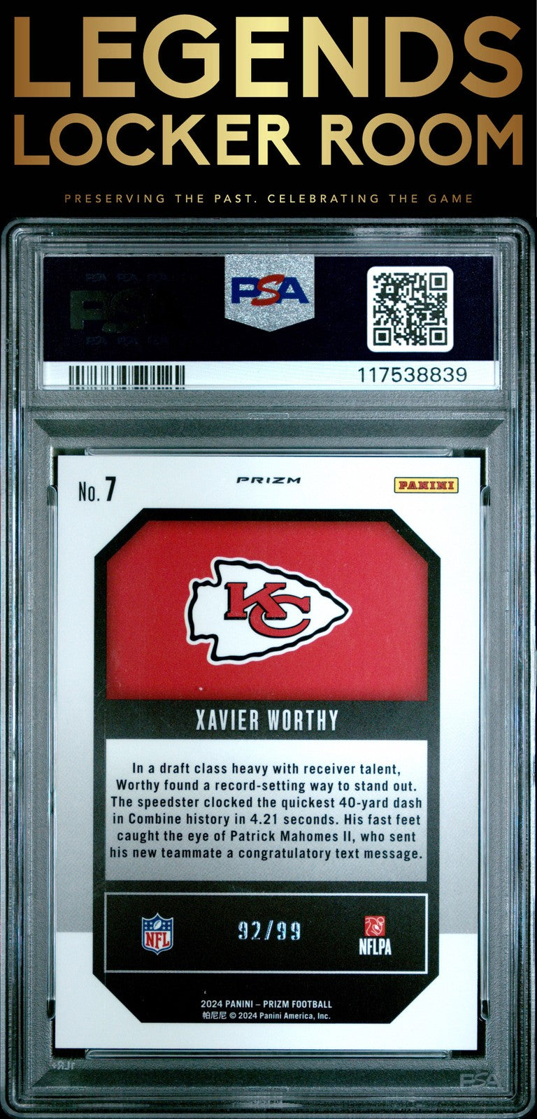 2024 Panini Prizm Emergent #7 Xavier Worthy Emergent-Blue Ice PSA 9