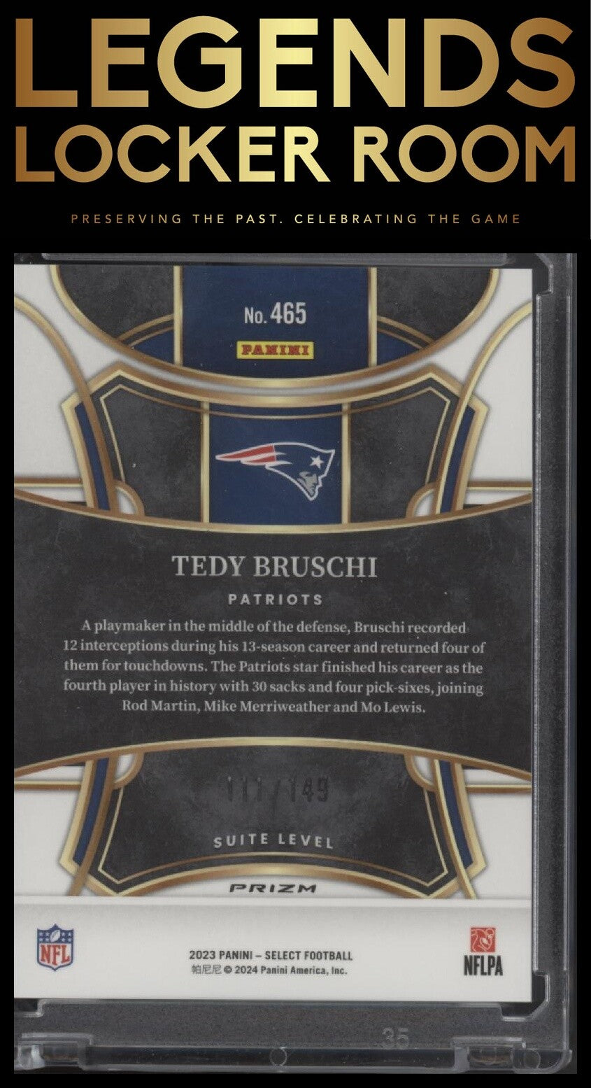 2023 Panini Select #465 Tedy Bruschi Tri-Color Prizms #/149