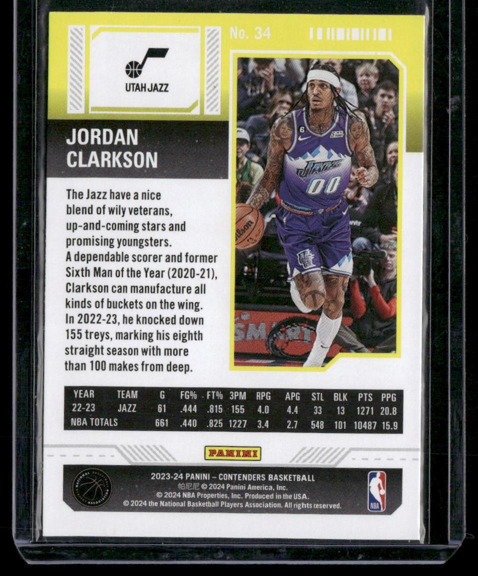 2023-24 Panini Contenders #34 Jordan Clarkson Season Ticket Retail