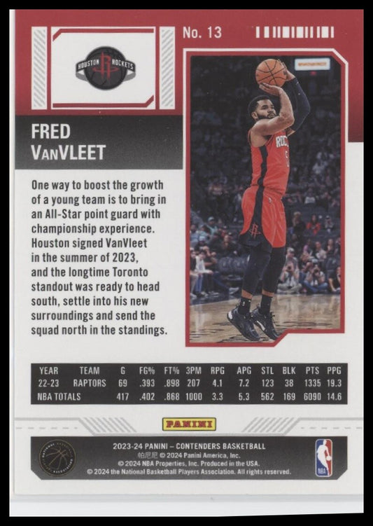 2023-24 Panini Contenders #13 Fred VanVleet Season Ticket Premium Edition