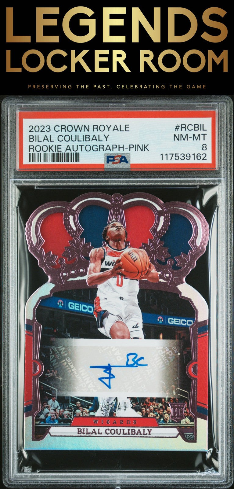 2023 Panini Crown Royale Rookie Crown Auto Bilal Coulibaly /49 Pink PSA 8