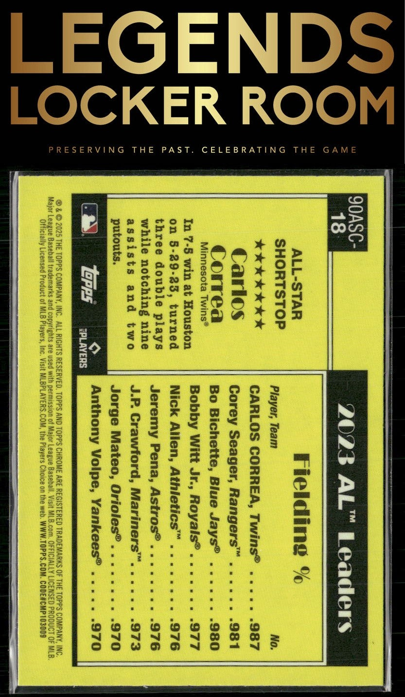 2025 Topps Carlos Correa 1990 Topps Baseball 35th Chrome All-Stars Mojo