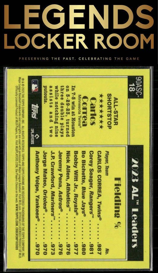 2025 Topps Carlos Correa 1990 Topps Baseball 35th Chrome All-Stars Mojo