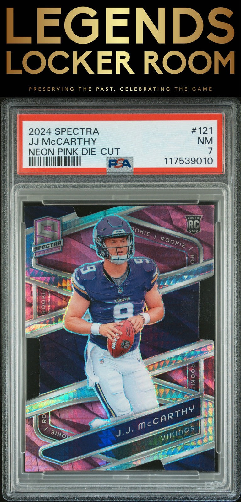 2024 Panini Spectra #121 Jj Mccarthy Neon Pink Die-Cut PSA 7