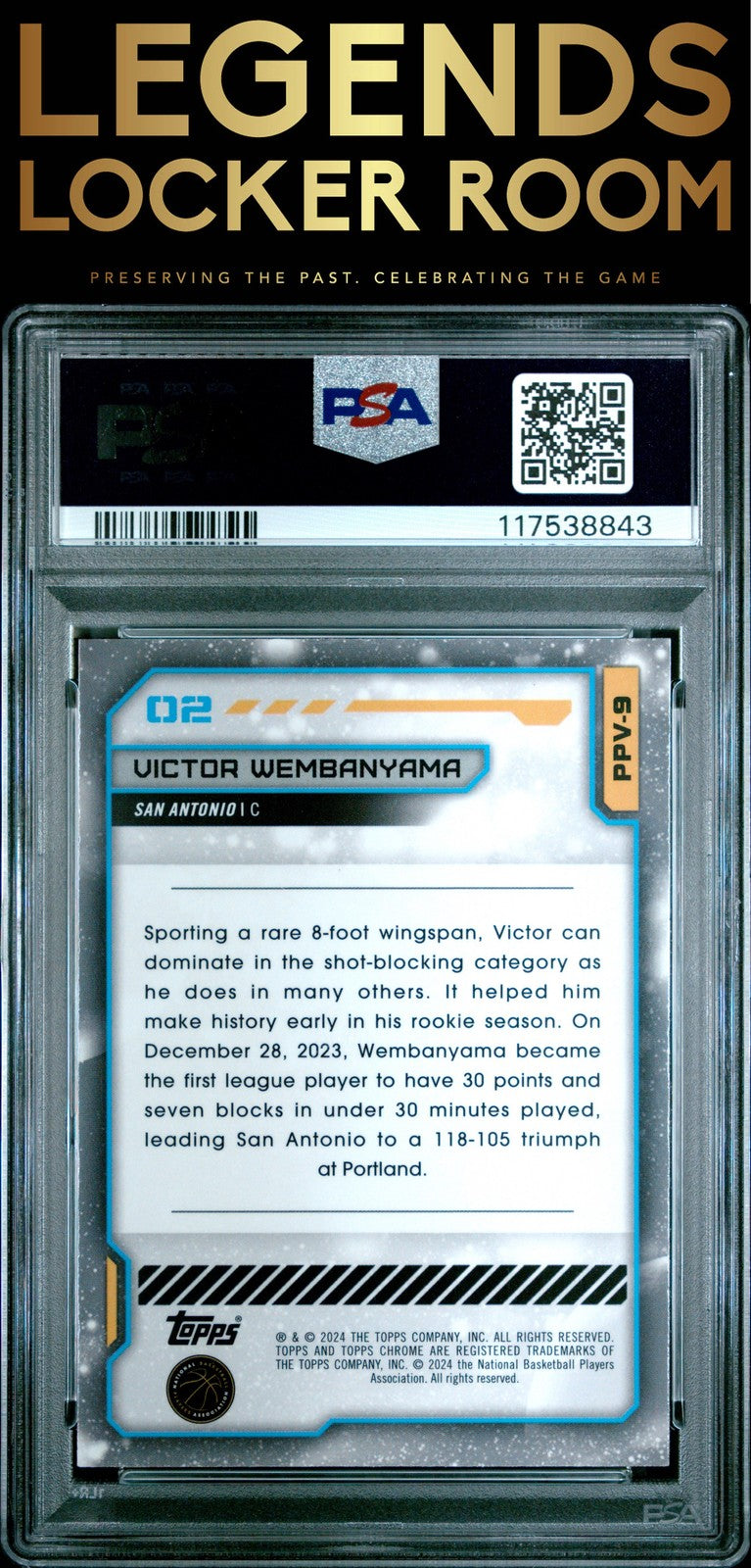 2023 Topps Cosmic Chrome Planetary Pursuit Victor Wembanyama Venus PSA 10
